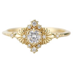 GIA Certified 0.25 Carat Natural diamond Art Nouveau style ring by NOOI JEWELRY