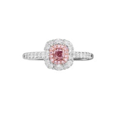 GIA Certified, 0.25ct Fancy Light Purplish Pink Cushion Cut Natural Diamond Ring