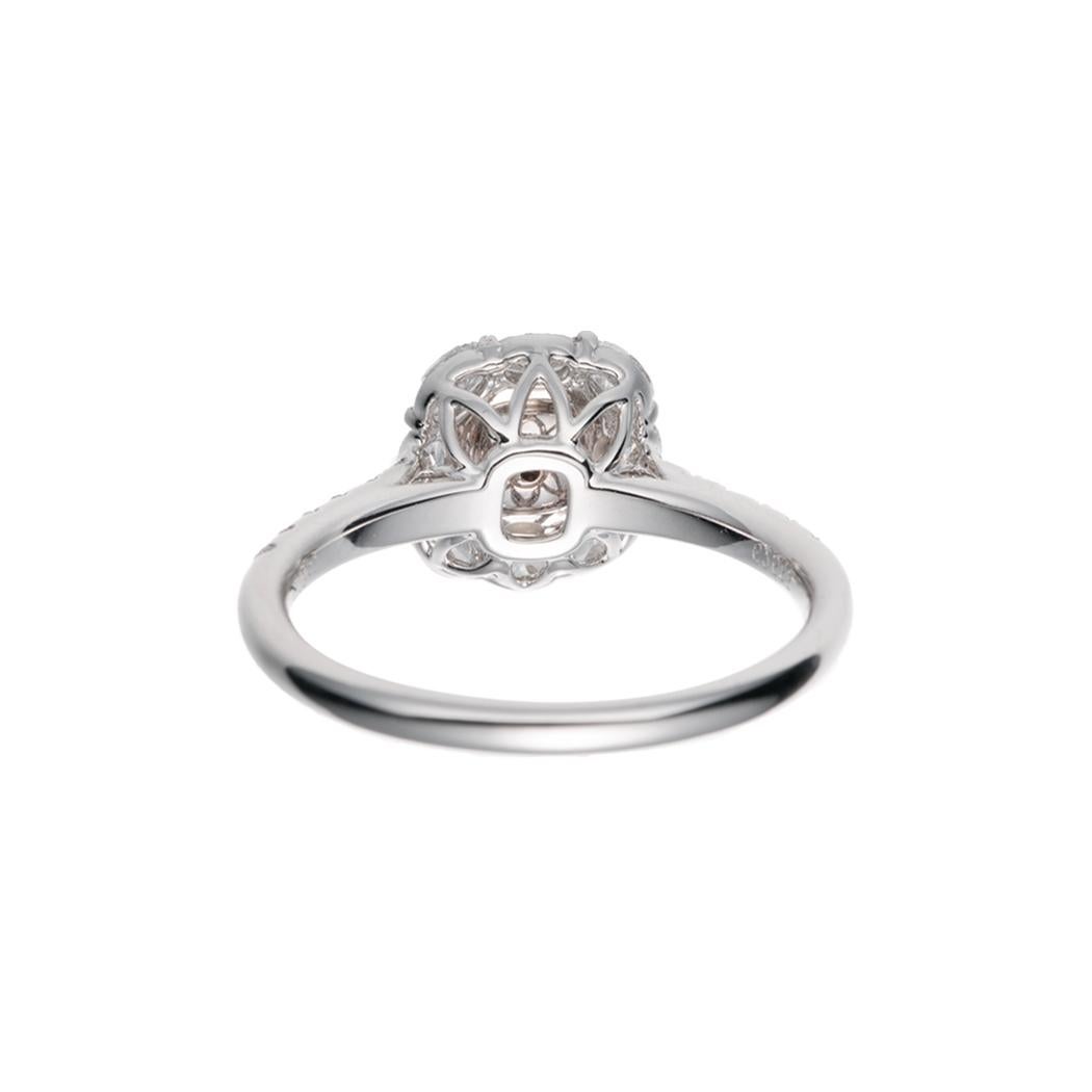 Women's GIA Certified, 0.25ct Fancy Light Purplish Pink Cushion Cut Natural Diamond Ring For Sale