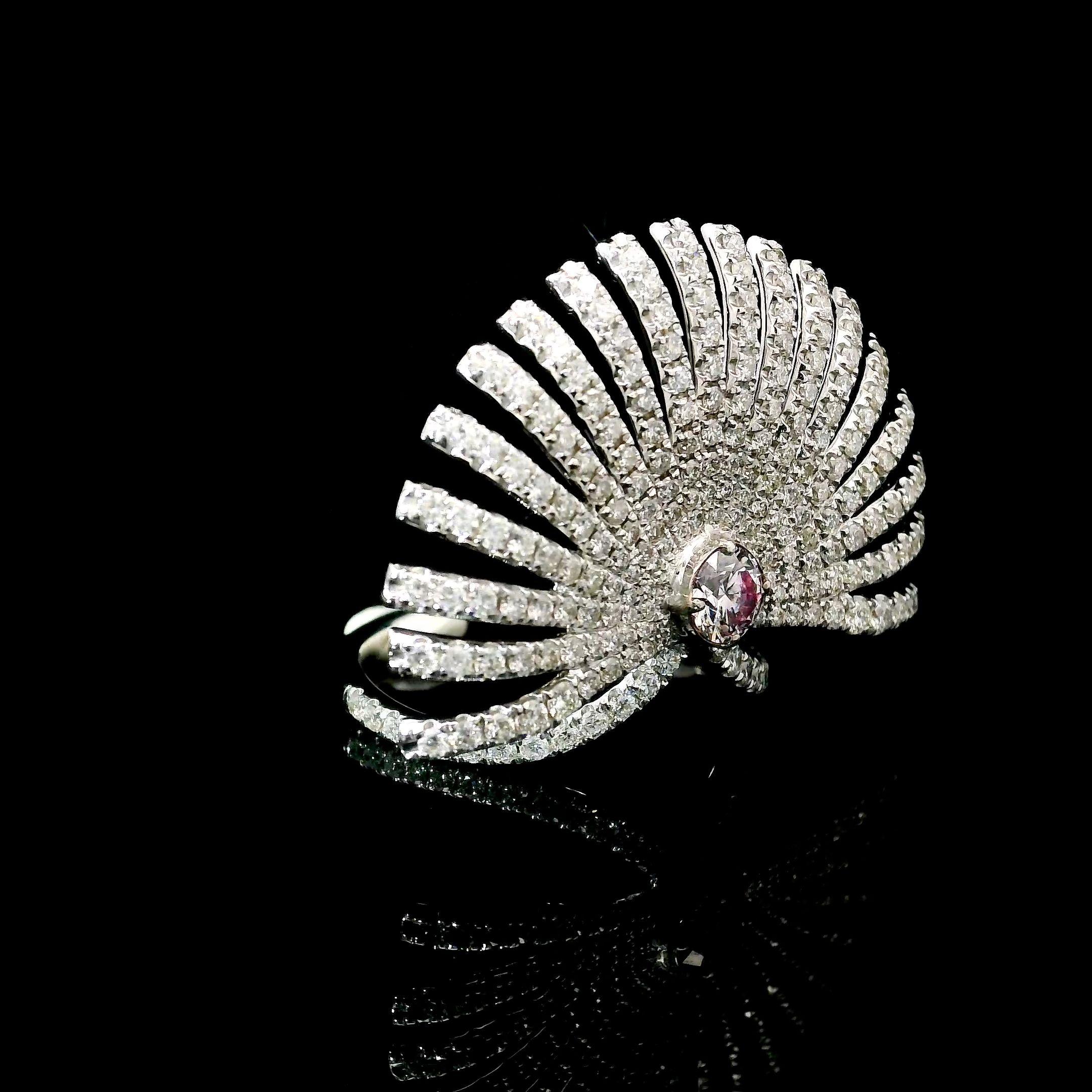 Round Cut GIA Certified 0.26 Carat Faint Pink VS1 Clarity Diamond Ring For Sale