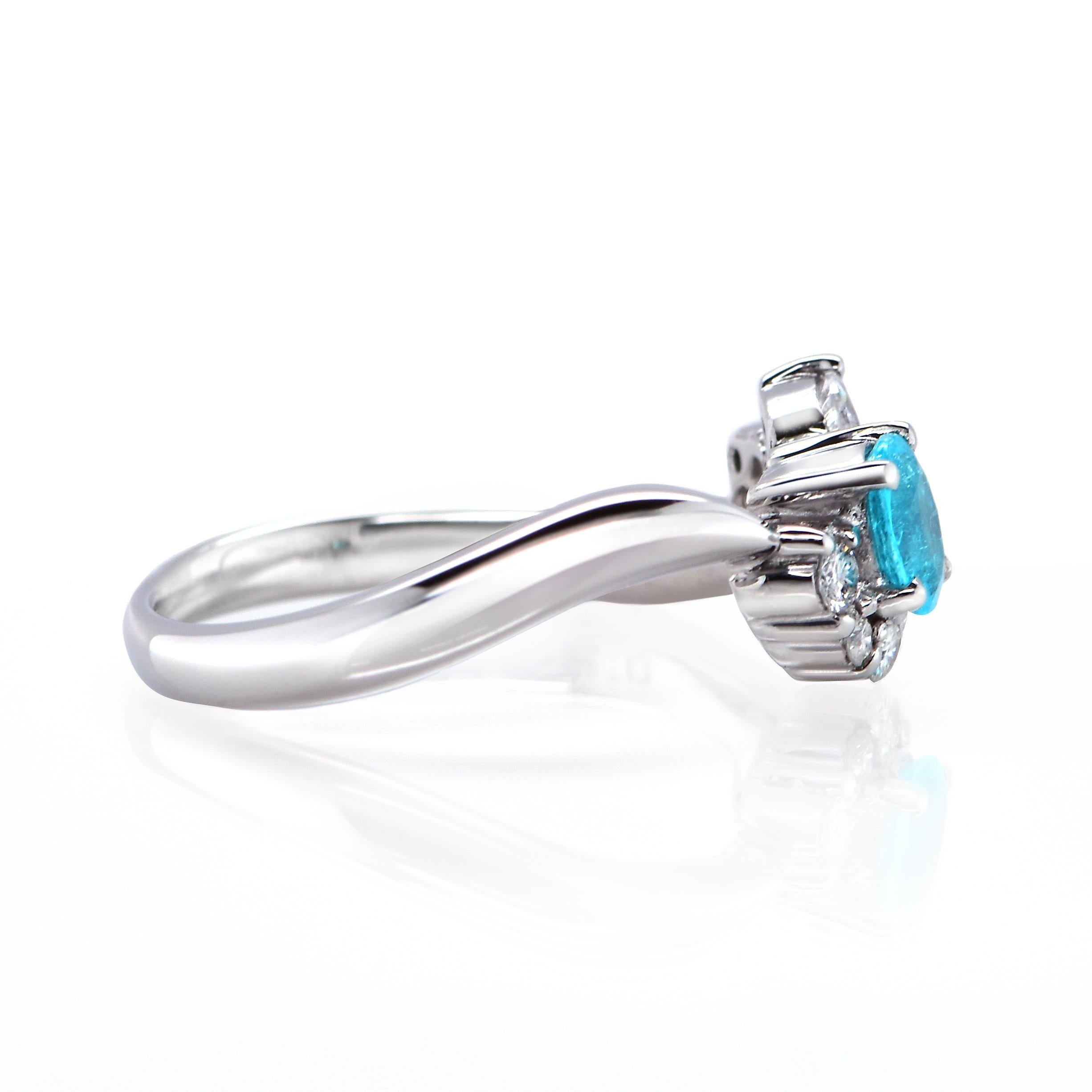 Women's GIA Certified 0.26 Carat Neon, Brazilian Paraiba Tourmaline & Diamond Ring