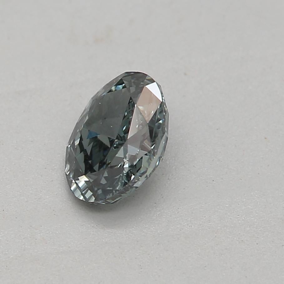 Oval Cut GIA Certified 0.27 Carat Fancy Dark Gray Green SI1 Clarity Diamond For Sale