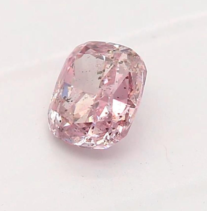 Cushion Cut GIA Certified 0.27 Carat Fancy Purple Pink I1 Clarity Diamond For Sale