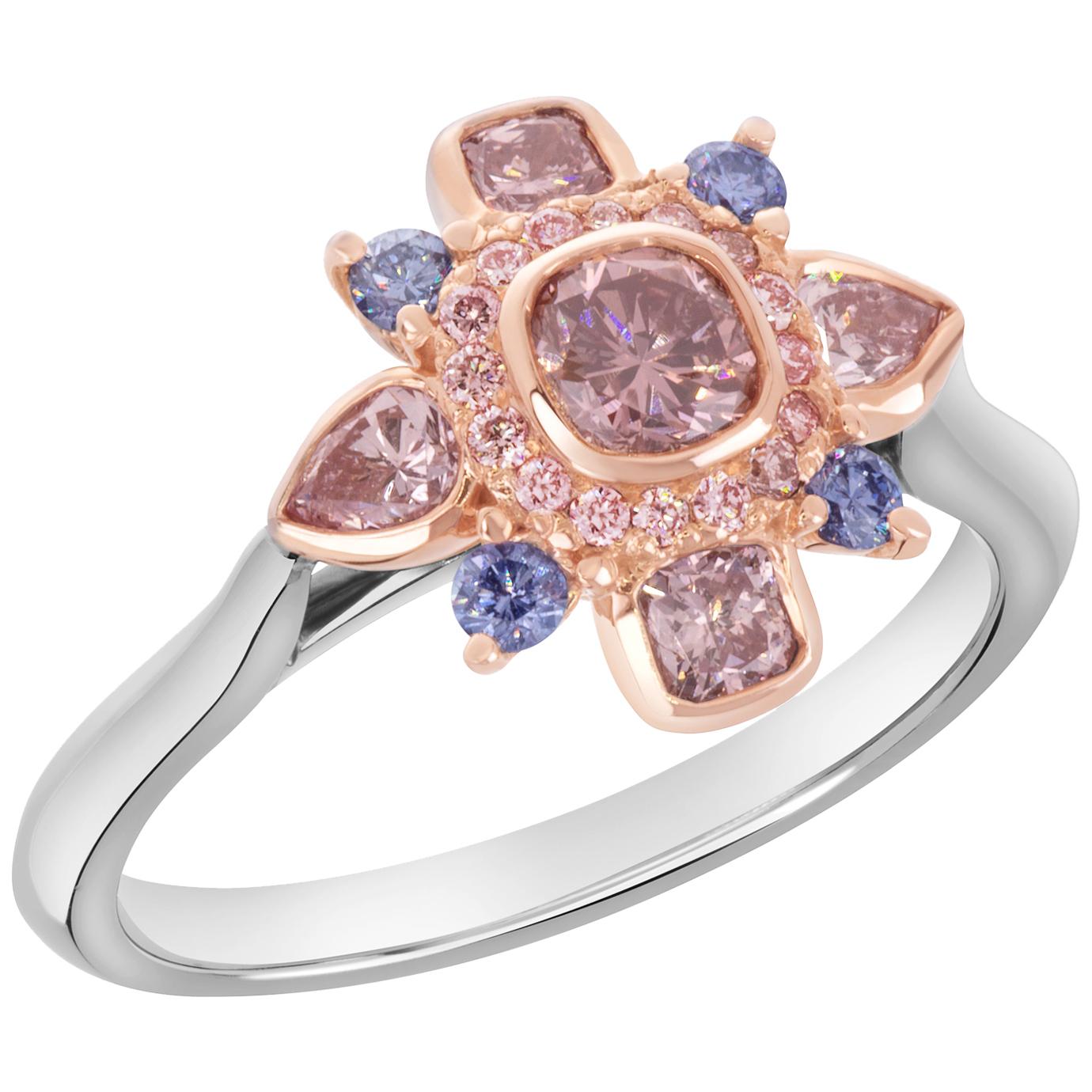 GIA Certified 0.27 Carat Pink Diamond Accented by Rare Violets and Pink Diamond  For Sale