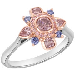 GIA Certified 0.27 Carat Pink Diamond Accented by Rare Violets and Pink Diamond