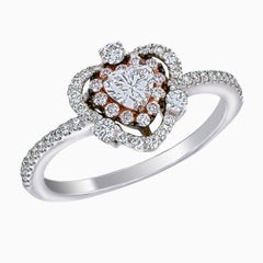 GIA Certified 0.28 Carat Heart Cut Faint Pink Diamond Ring In 18 Karat Gold