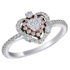 GIA Certified 0.28 Carat Heart Cut Faint Pink Diamond Ring In 18 Karat Gold