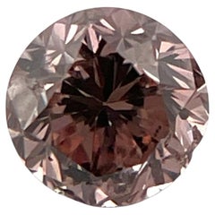 Diamant naturel rond de couleur rose brunâtre fantaisie certifié GIA 0,28 TCW