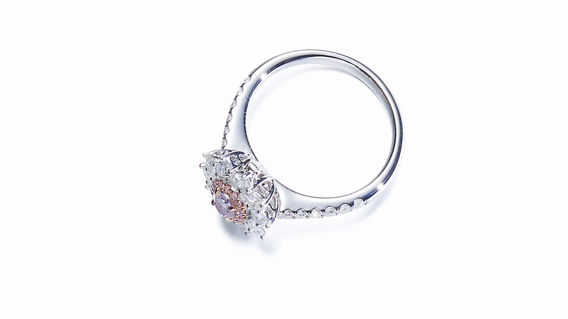 Oval Cut GIA Certified 0.28ct Fancy Light Pinkish Purple Natural Diamond Ring and Pendant For Sale