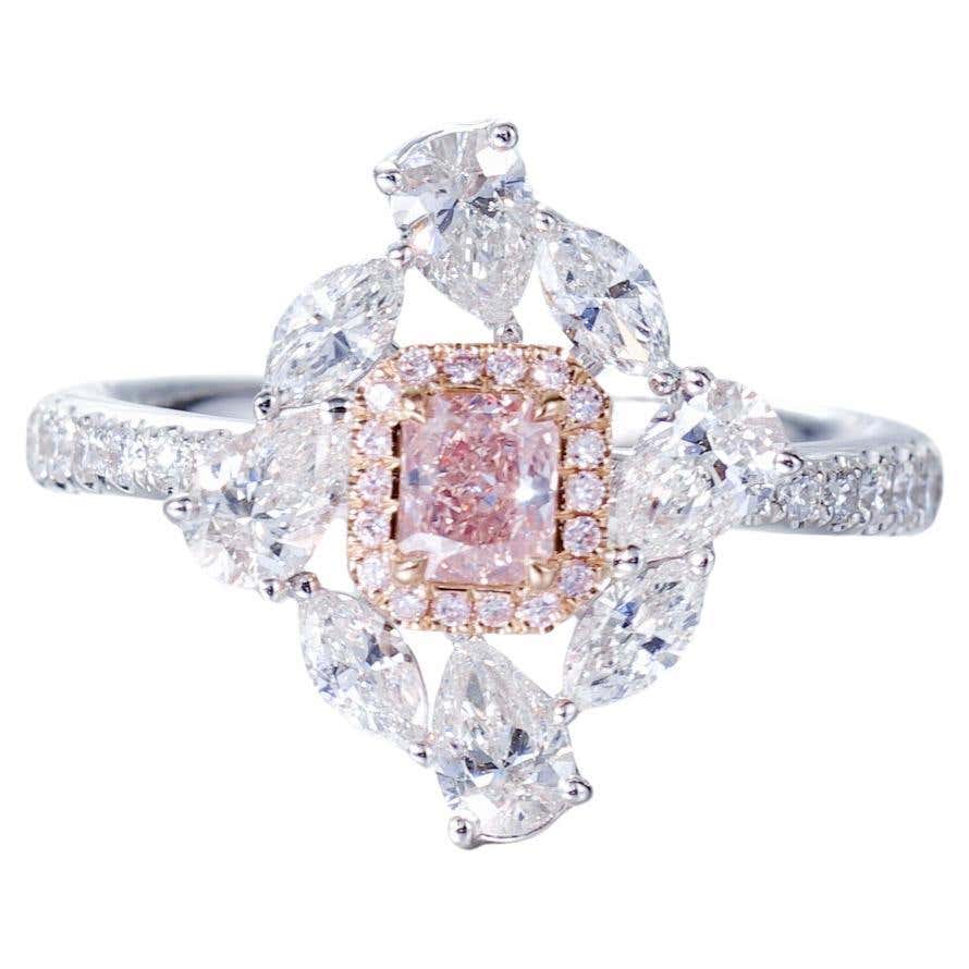 GIA Certified, 0.28ct Fancy Orangy Pink Radiant Shape Natural Diamond ...