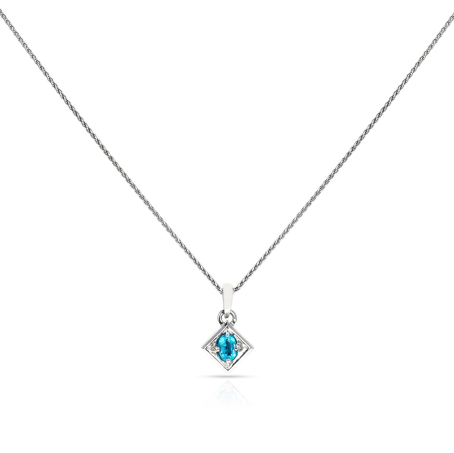 GIA Certified 0.29 ct. Brazilian Paraiba Tourmaline Pendant Necklace In Excellent Condition For Sale In New York, NY