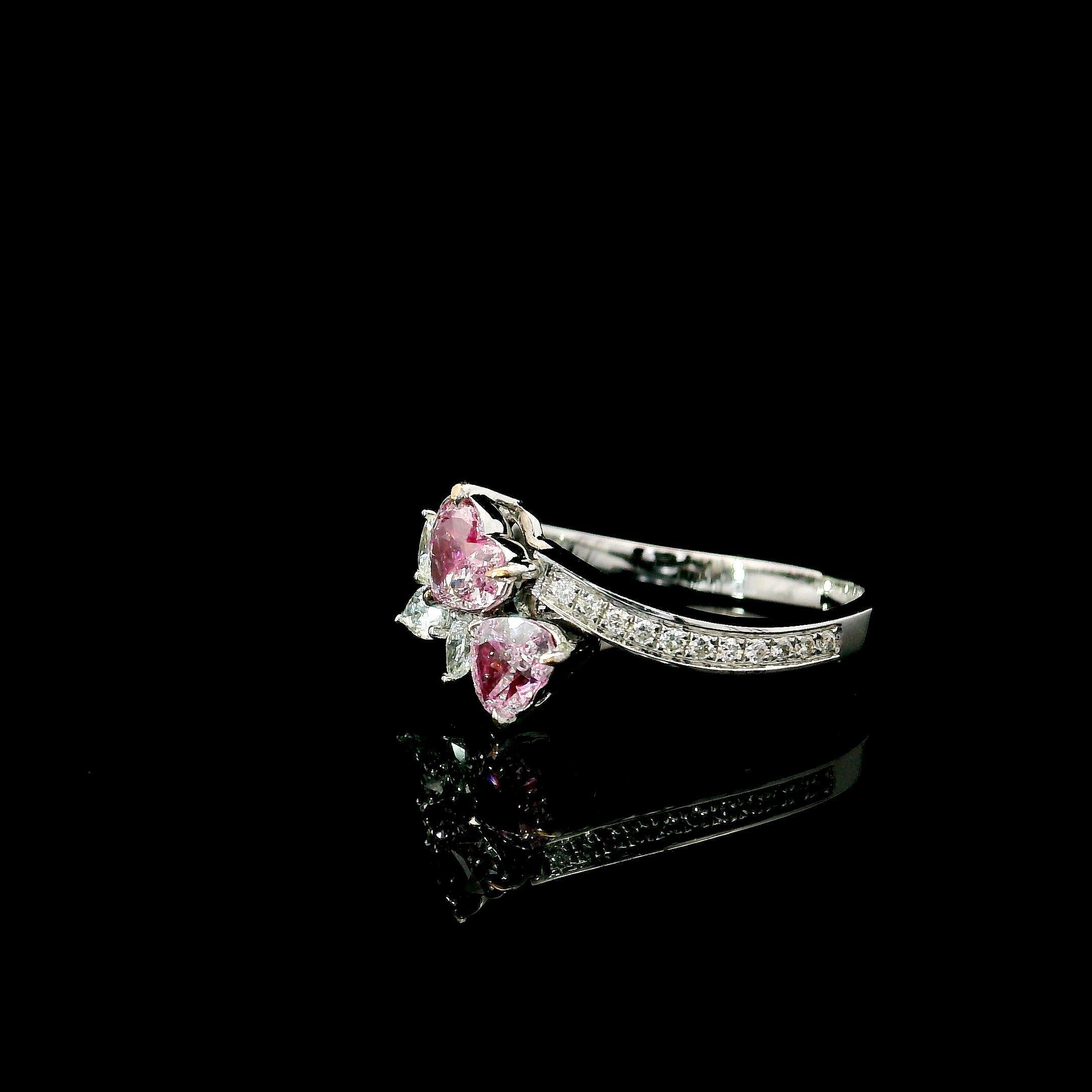GIA-zertifizierter 0,30 , 0,20 Karat Hellrosa VS1 , VS2 Reinheitsring mit Diamanten im Zustand „Neu“ in บางรัก, TH