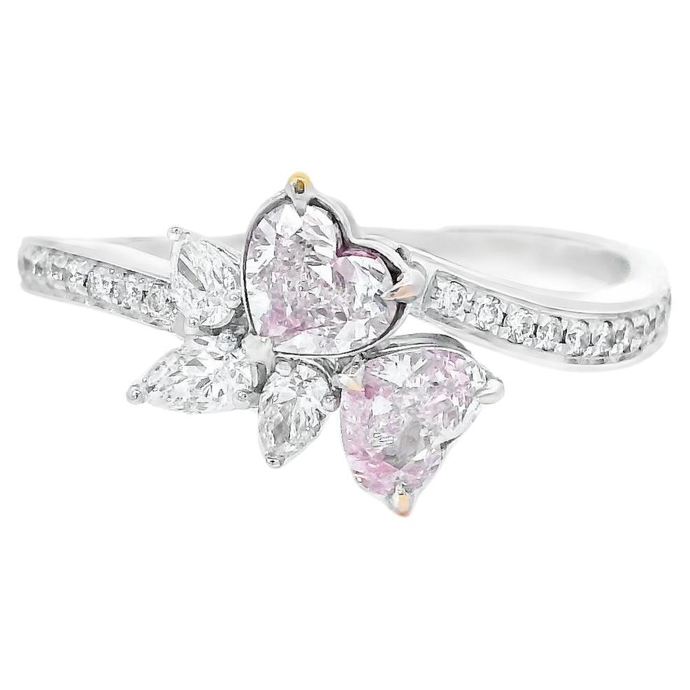 Anillo de diamantes certificado GIA de 0,30 , 0,20 quilates de color rosa tenue VS1 , VS2 de claridad