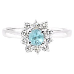 Bague en platine avec tourmaline Paraiba du Brésil de 0,30 carat certifiée par le GIA