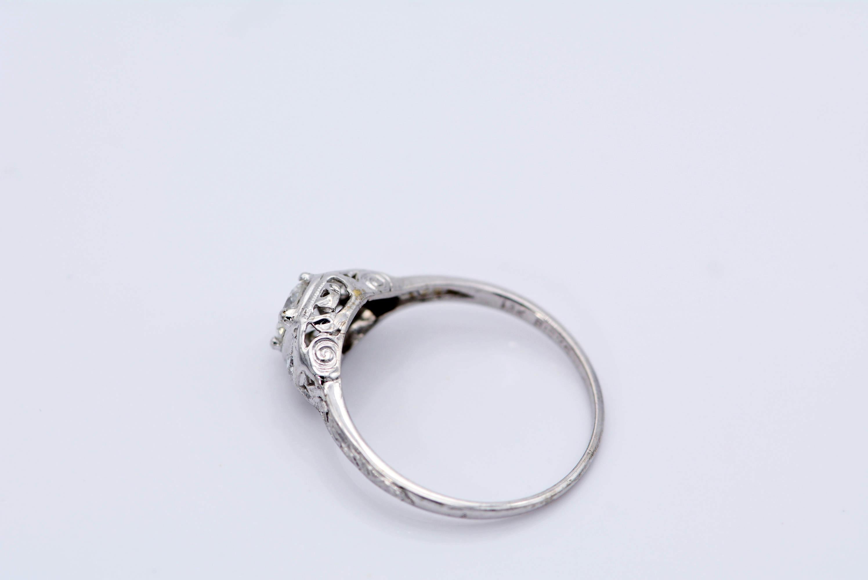 Round Cut GIA Certified 0.30 Carat Diamond Ring 18 Karat White Gold by Birks For Sale