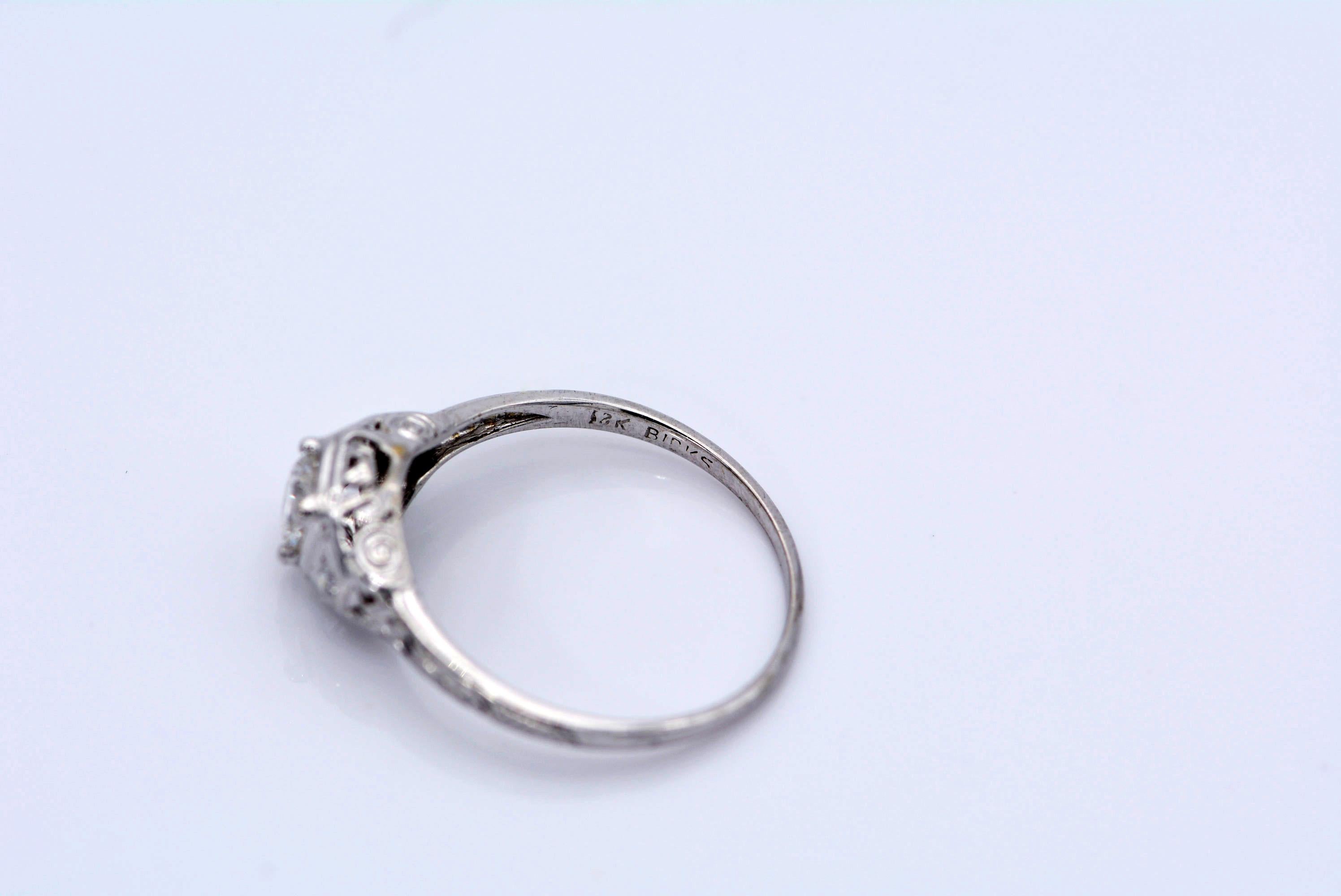 Women's GIA Certified 0.30 Carat Diamond Ring 18 Karat White Gold by Birks For Sale