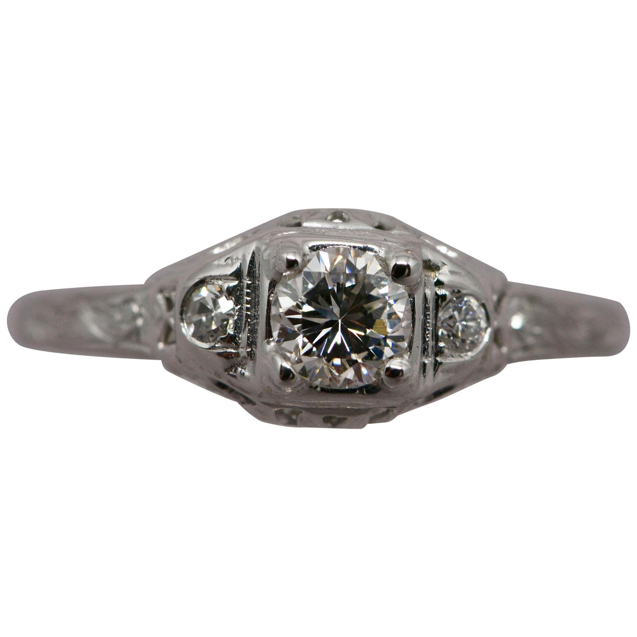 GIA Certified 0.30 Carat Diamond Ring 18 Karat White Gold by Birks For Sale