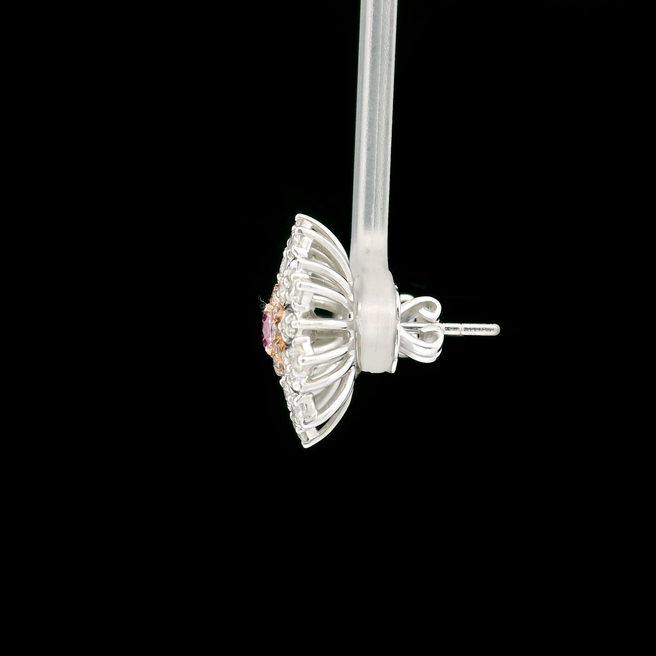 GIA Certified 0.30 Carat Faint Pink VS1 / IGI 0.30 Faint Pink SI1 Earring Ring For Sale 1