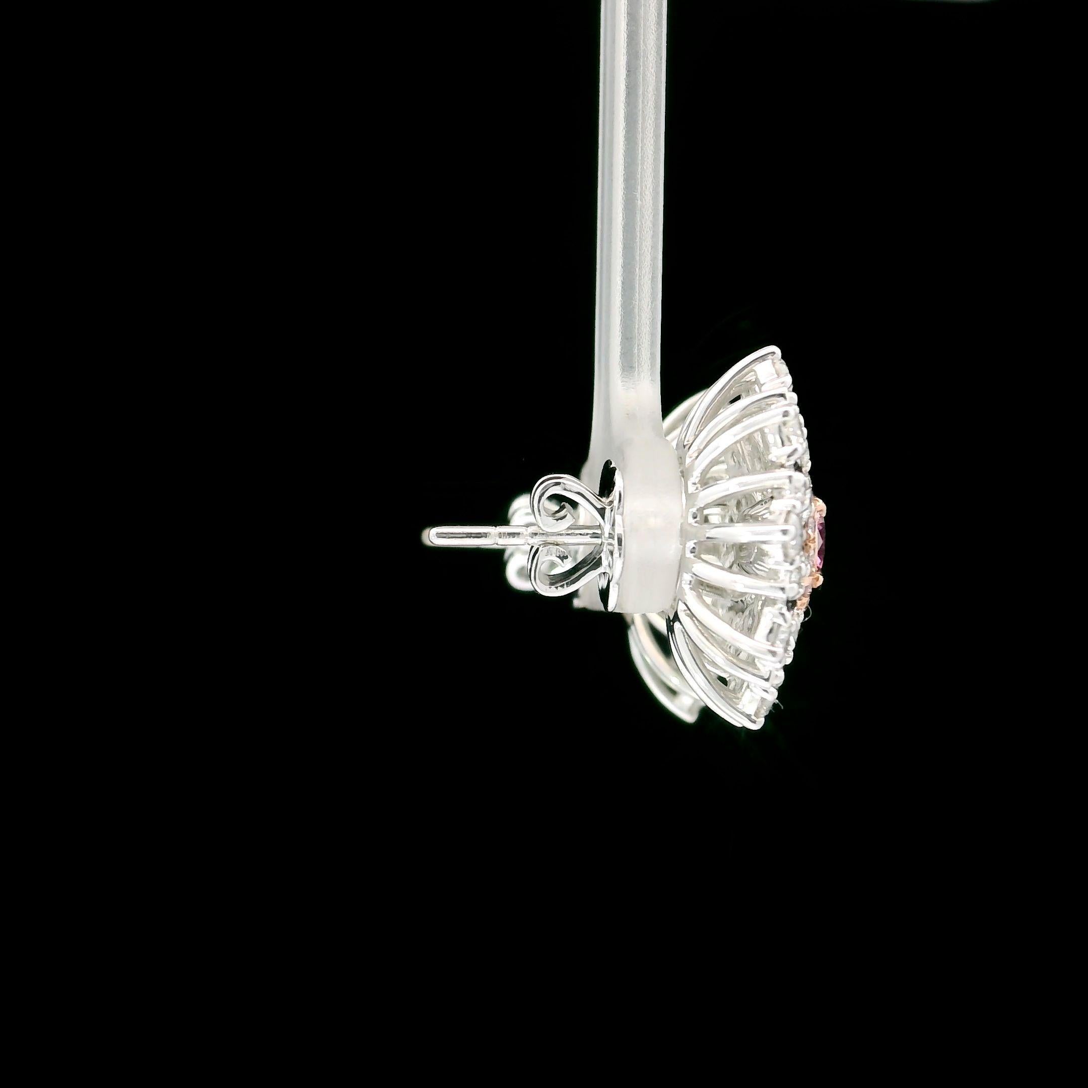 GIA Certified 0.30 Carat Faint Pink VS1 / IGI 0.30 Faint Pink SI1 Earring Ring For Sale 2