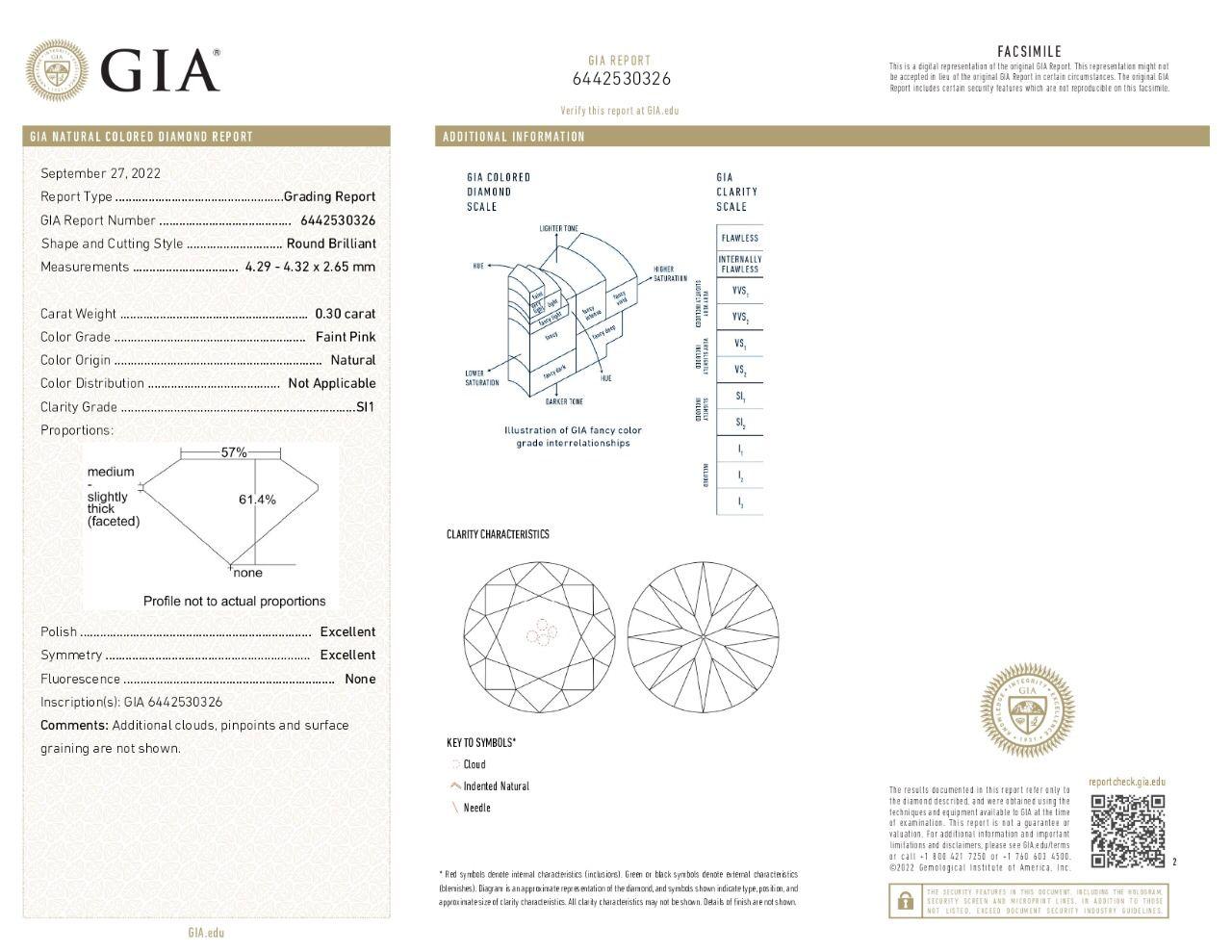 GIA Certified 0.30 Carat Faint Pink VS1 / IGI 0.30 Faint Pink SI1 Earring Ring For Sale 4