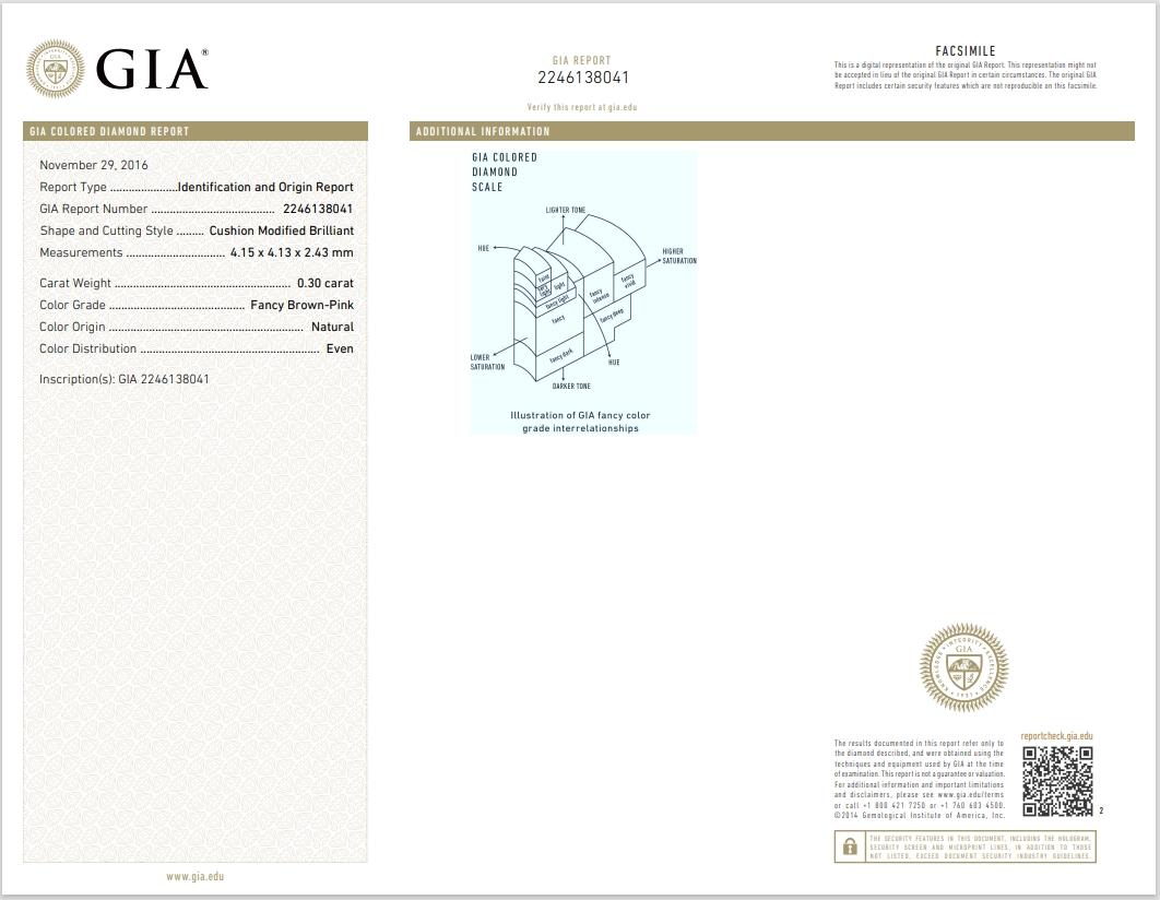 GIA Certified 0.30 Carat Fancy Brown Pink Diamond For Sale 1