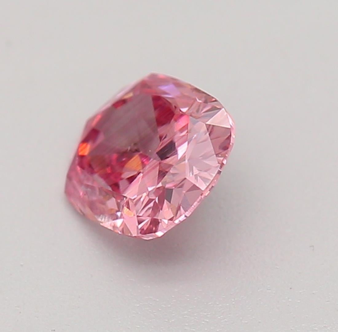 Cushion Cut GIA Certified 0.30 Carat Fancy Deep Orangy Pink I1 Clarity Diamond For Sale