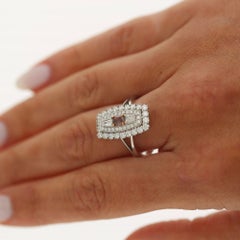 GIA Certified 0.30 Carat Fancy Deep Pink Diamond 18K White Gold Halo Ring