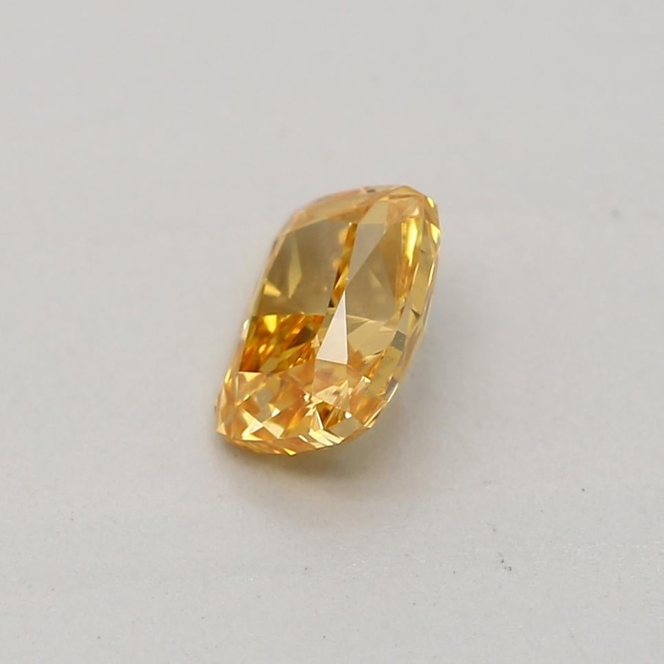 Cushion Cut GIA Certified 0.30 Carat Fancy Vivid Orange Yellow SI2 Clarity Diamond For Sale