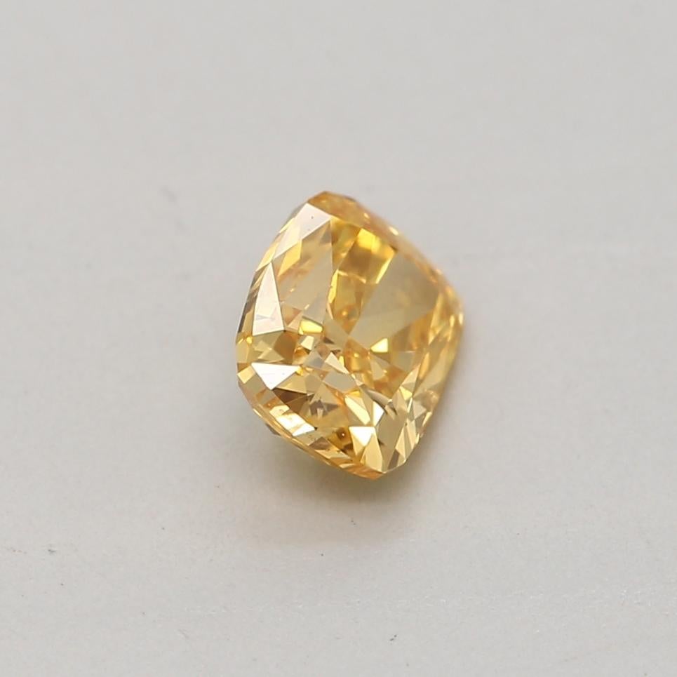 Women's or Men's GIA Certified 0.30 Carat Fancy Vivid Orange Yellow SI2 Clarity Diamond For Sale