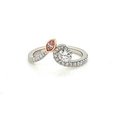 GIA Certified 0.30 D VVS1 and Certified Pink Diamond Bypass Handmade Ring