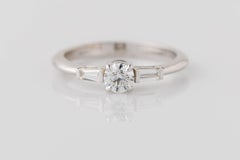GIA Certified 0.51 Ctw 3-Stone Diamond Engagement Ring in 14K White Gold