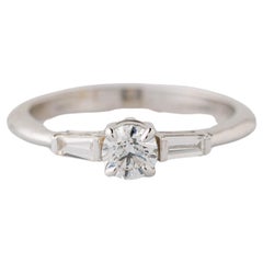 GIA Certified 0.51 Ctw 3-Stone Diamond Engagement Ring in 14K White Gold