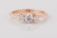 GIA Certified 0.52 Ctw  3-Stone Diamond Engagement Ring in 14K Rose Gold