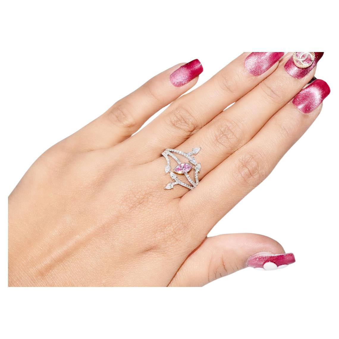 GIA zertifiziert 0,31 Karat Faint Pink Diamond Ring VS2 Klarheit im Angebot