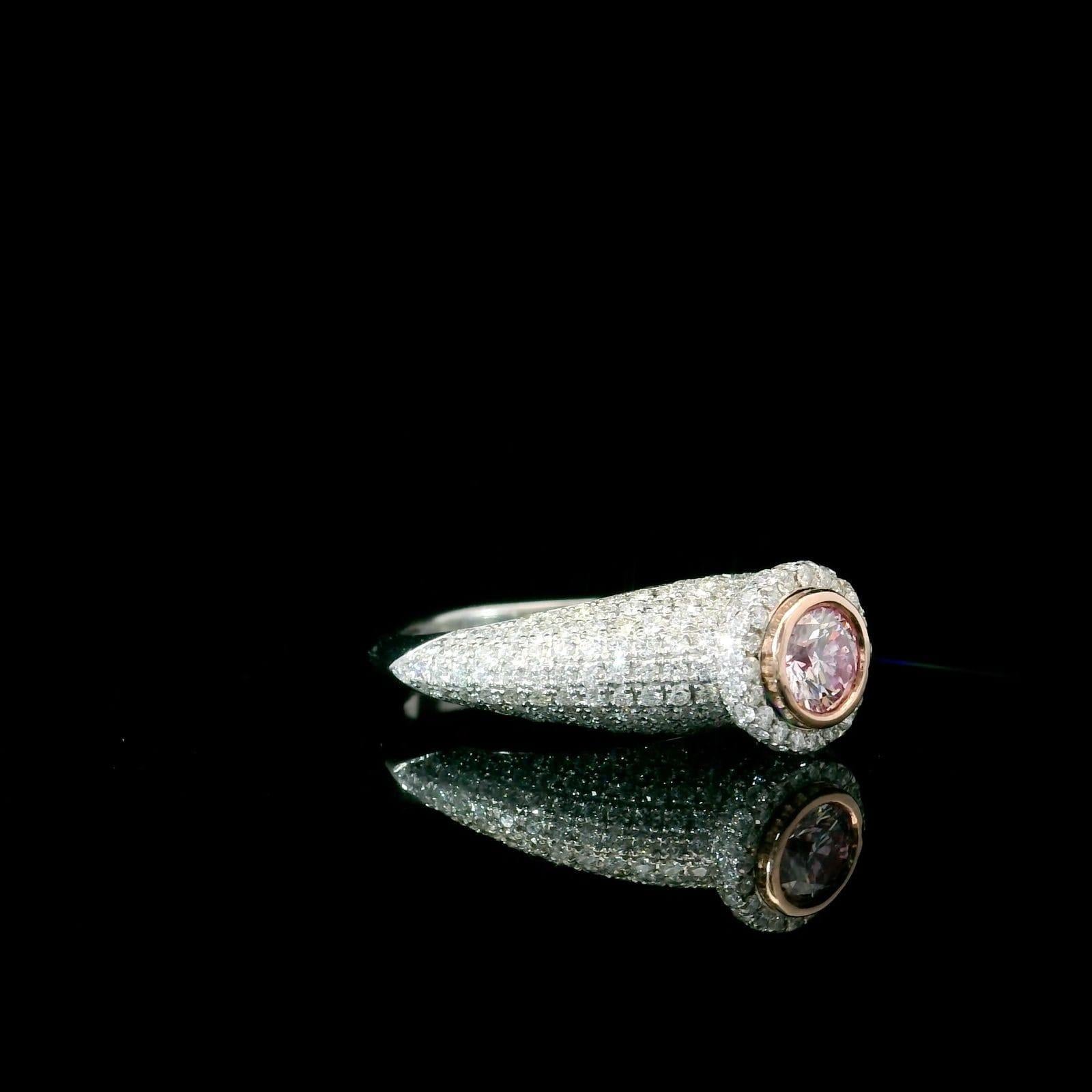 Women's or Men's GIA Certified 0.31 Carat Faint Pink SI1 Clarity Diamond Ring For Sale