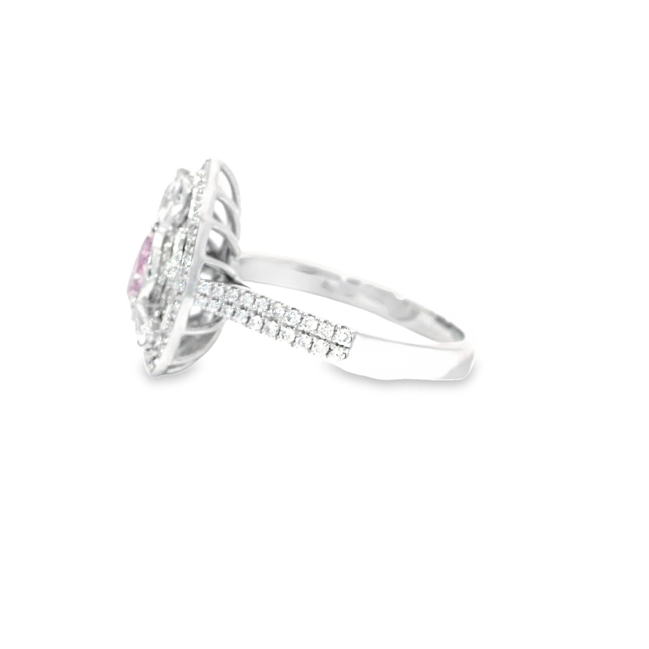 GIA Certified 0.31 Carat Faint Pink SI2 Clarity Diamond Ring For Sale 1