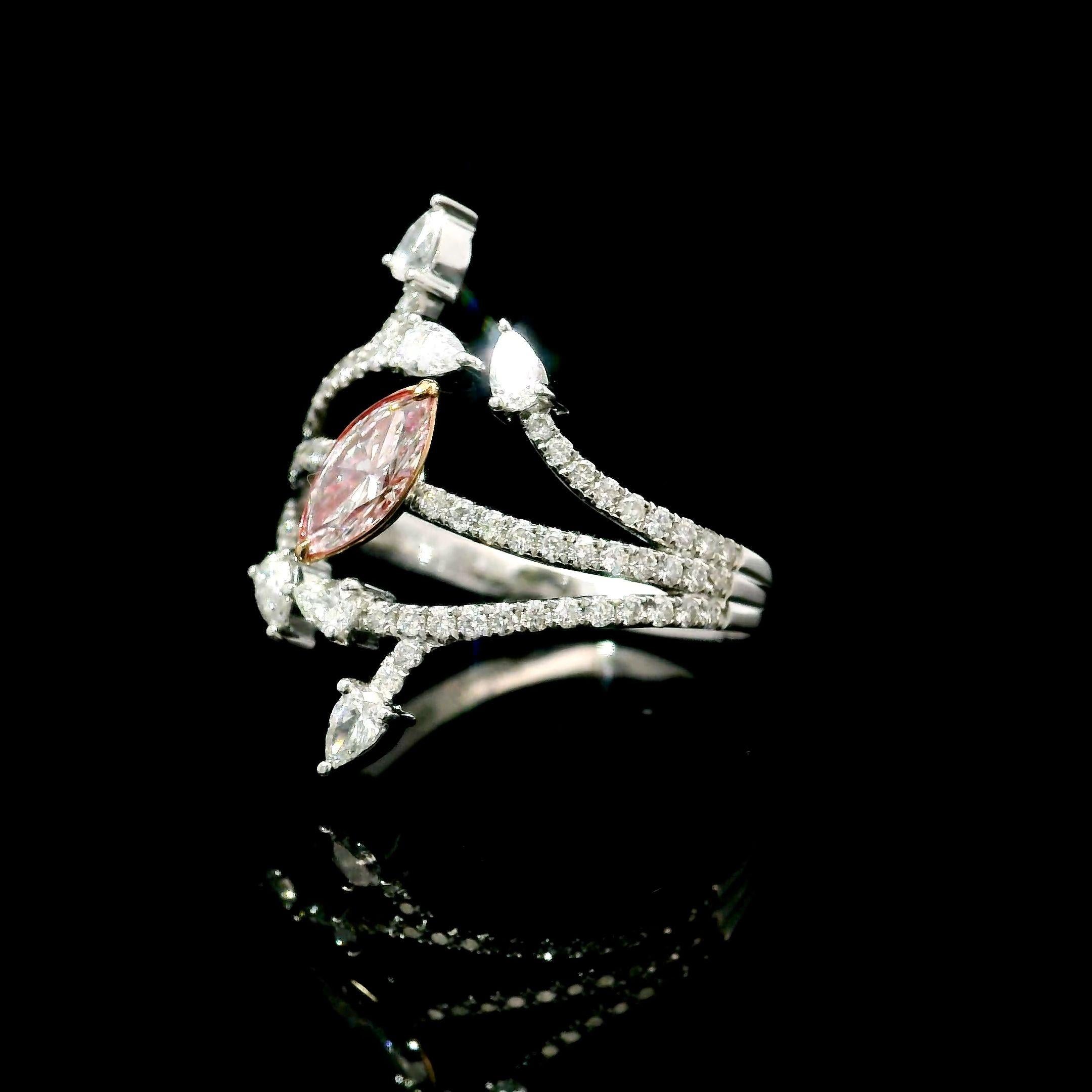 GIA Certified 0.31 Carat Faint pink VS2 Clarity Diamond Ring In New Condition For Sale In บางรัก, TH