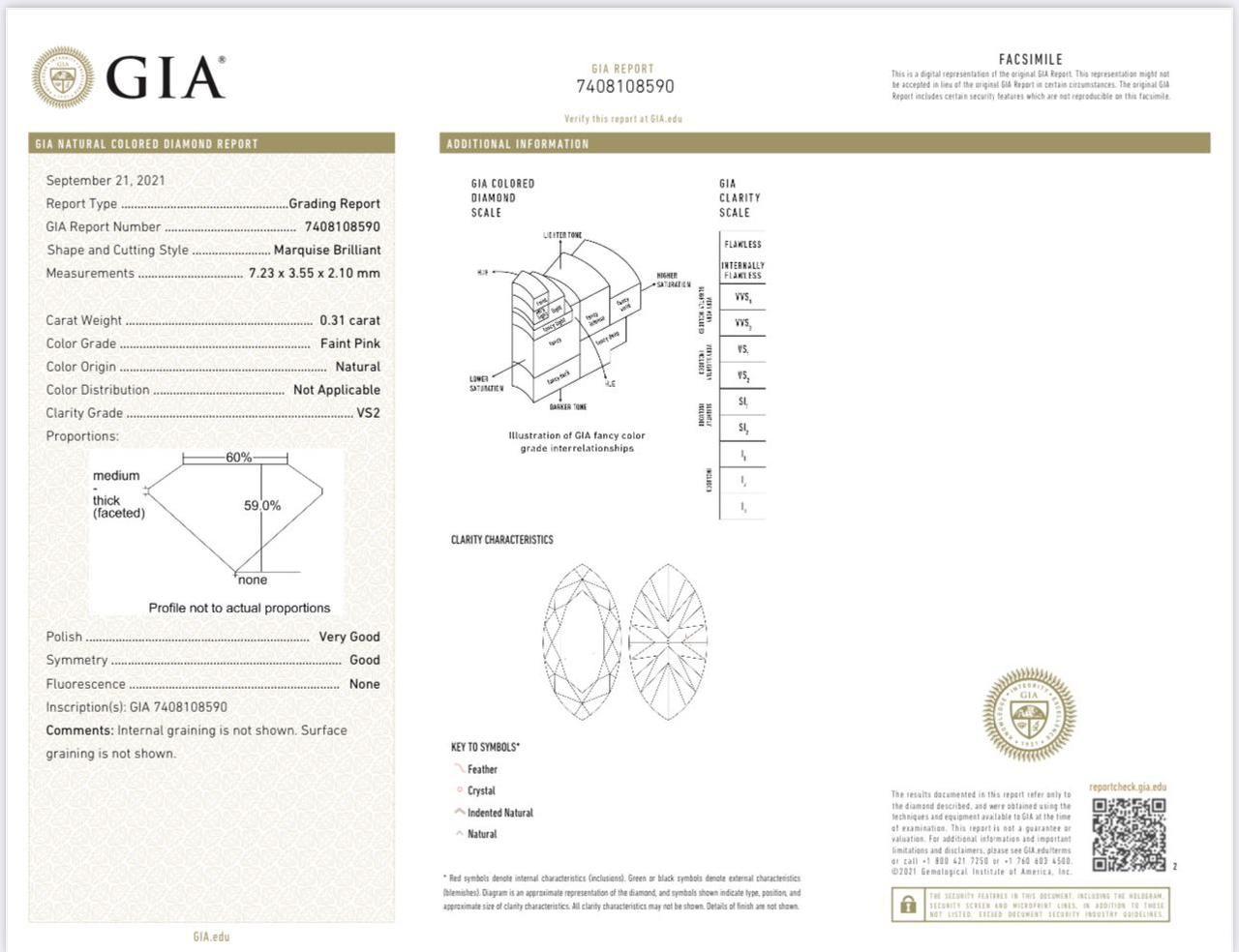 GIA Certified 0.31 Carat Faint pink VS2 Clarity Diamond Ring For Sale 3