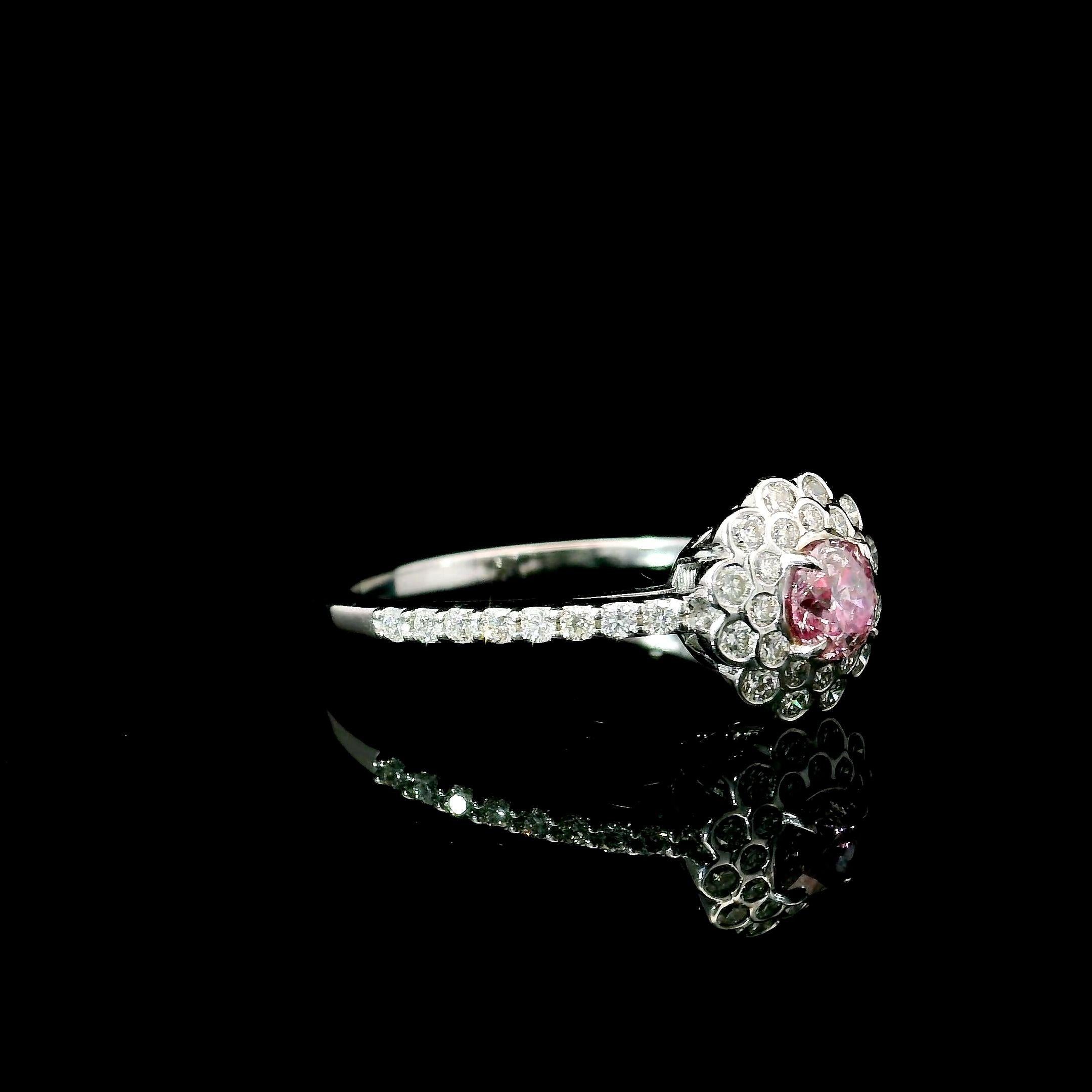 GIA Certified 0.31 Carat Light Pink I3 Clarity Diamond Ring In New Condition For Sale In บางรัก, TH