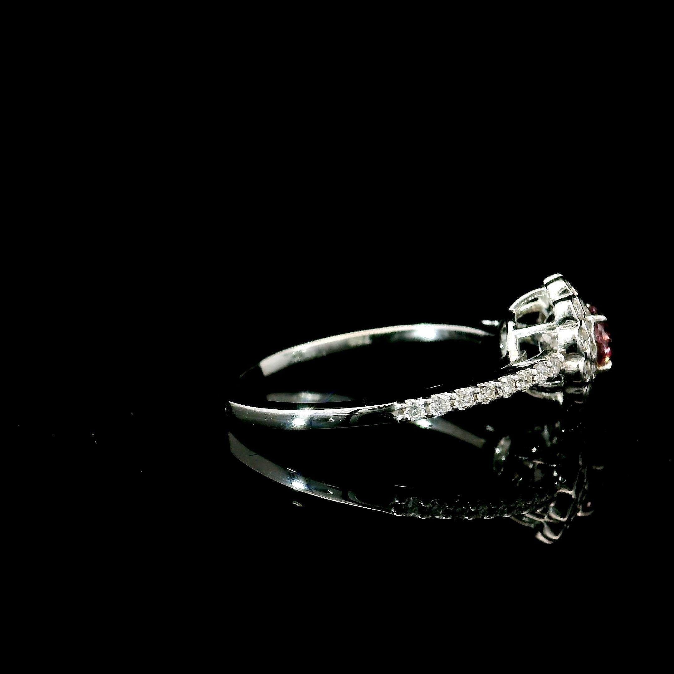 GIA Certified 0.31 Carat Light Pink I3 Clarity Diamond Ring For Sale 1