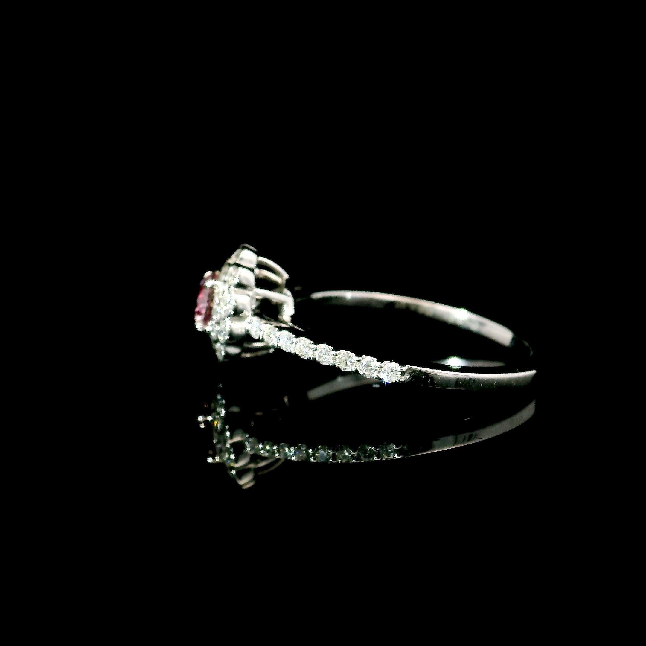 GIA Certified 0.31 Carat Light Pink I3 Clarity Diamond Ring For Sale 2
