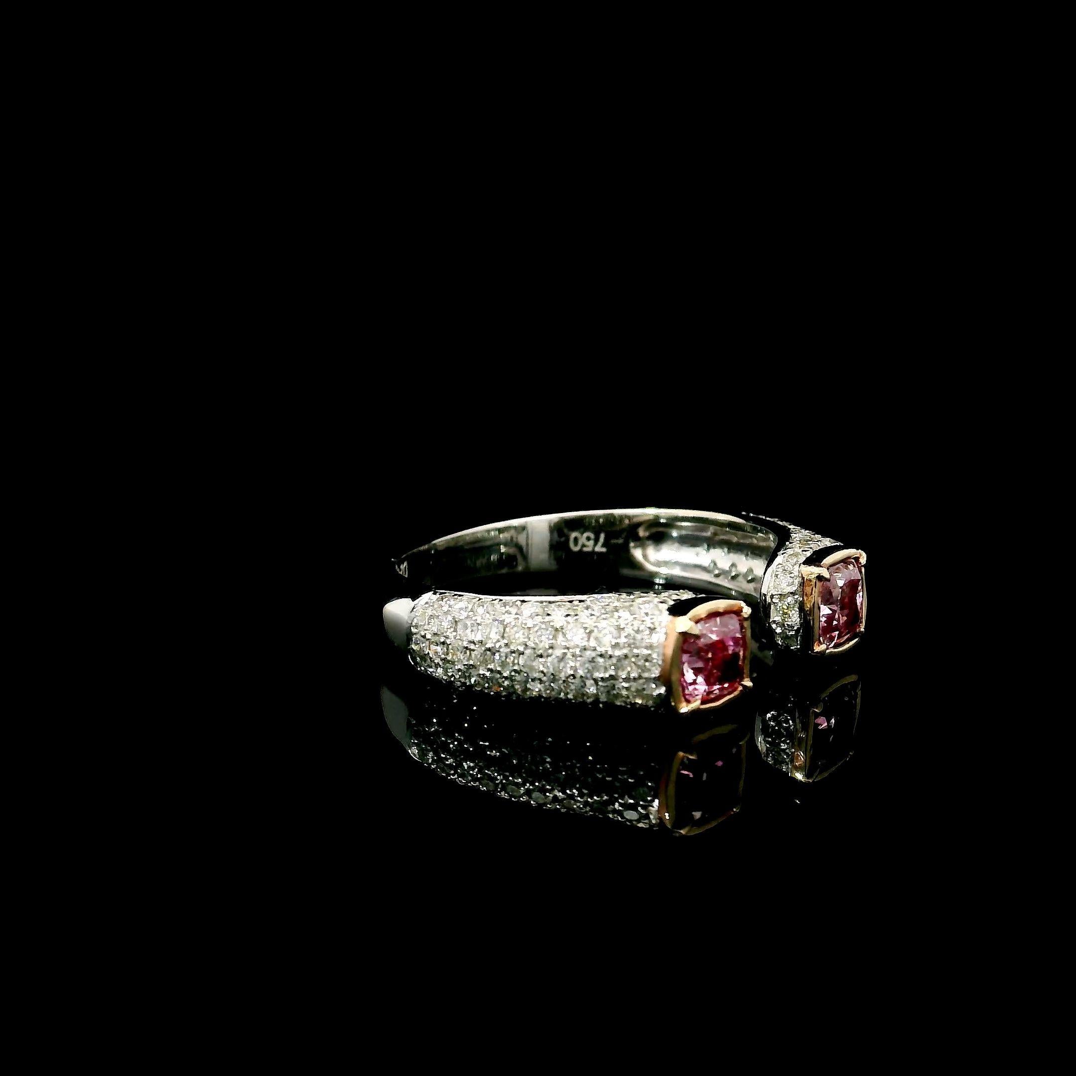 Anillo de diamantes con certificado GIA de 0,31 TC de color rosa tenue VS2/0,31 TC de color rosa tenue con claridad SI1 Corte cojín en venta
