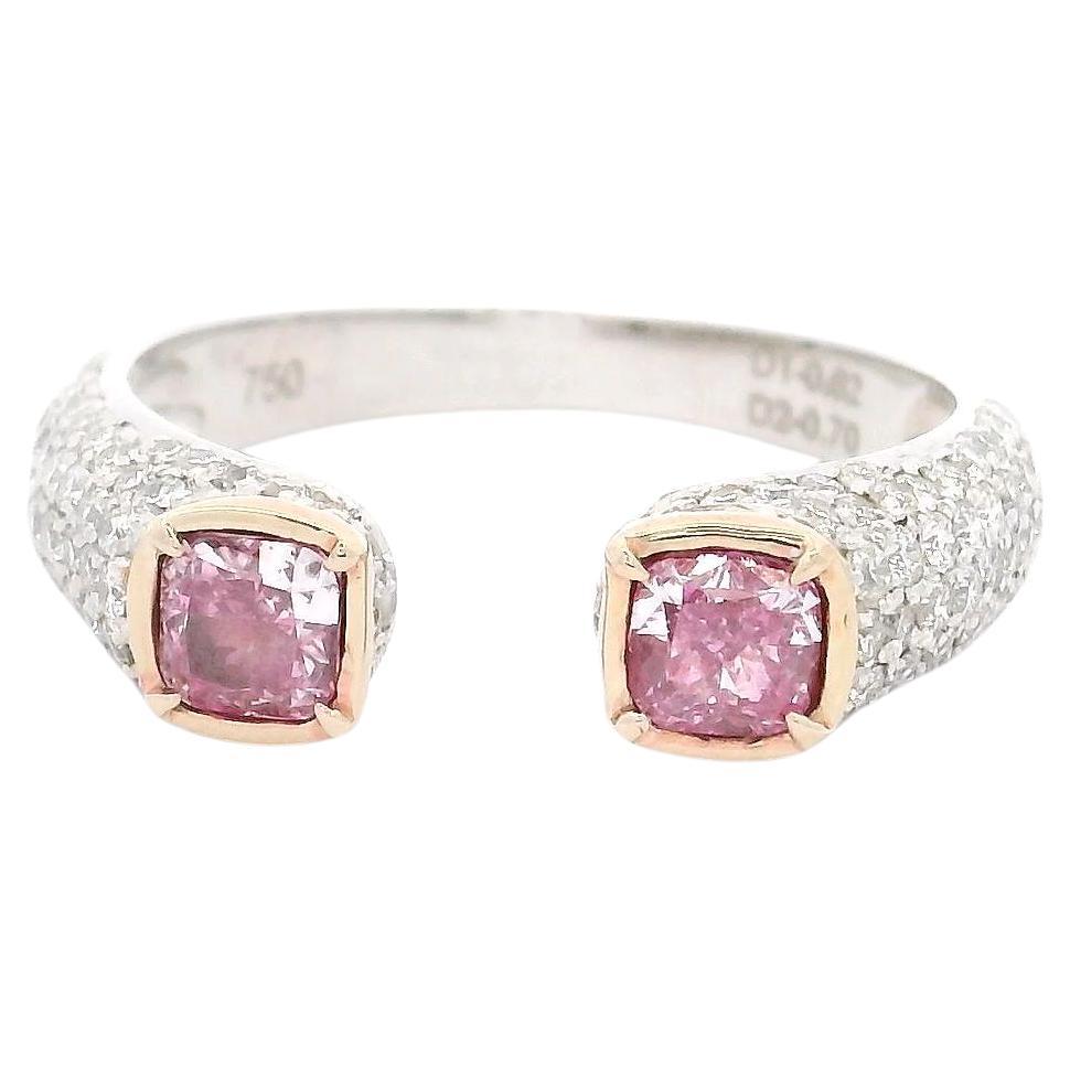 GIA Certified 0.31 CT Faint Pink VS2/0.31 CT Faint Pink SI1 Clarity Diamond Ring