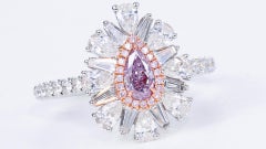 GIA Certified 0.31ct Fancy Pink-Purple Natural Fancy Color Diamond Women Ring