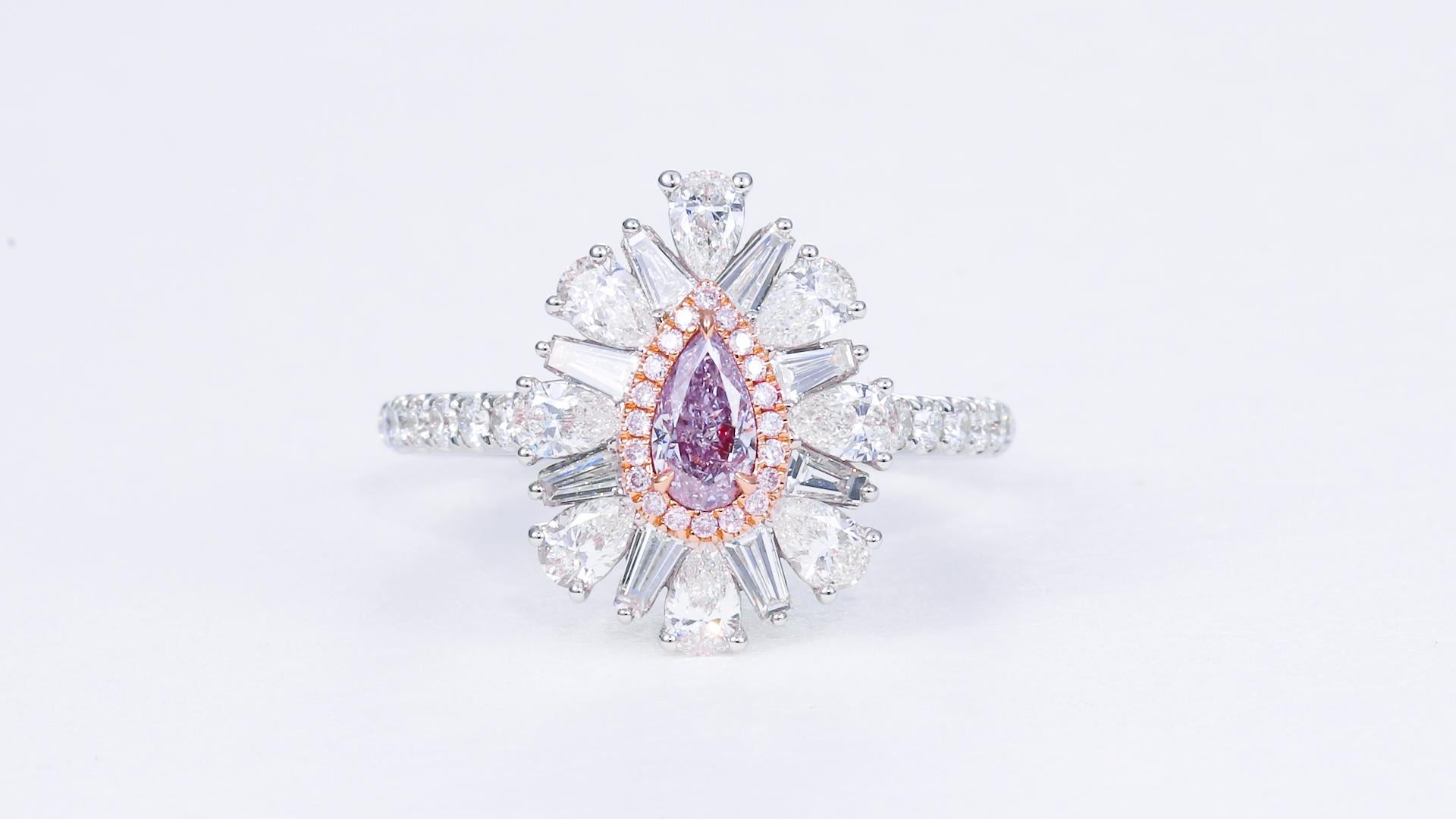 Contemporary GIA Certified 0.31ct Fancy Pink-Purple Natural Fancy Color Diamond Women Ring For Sale