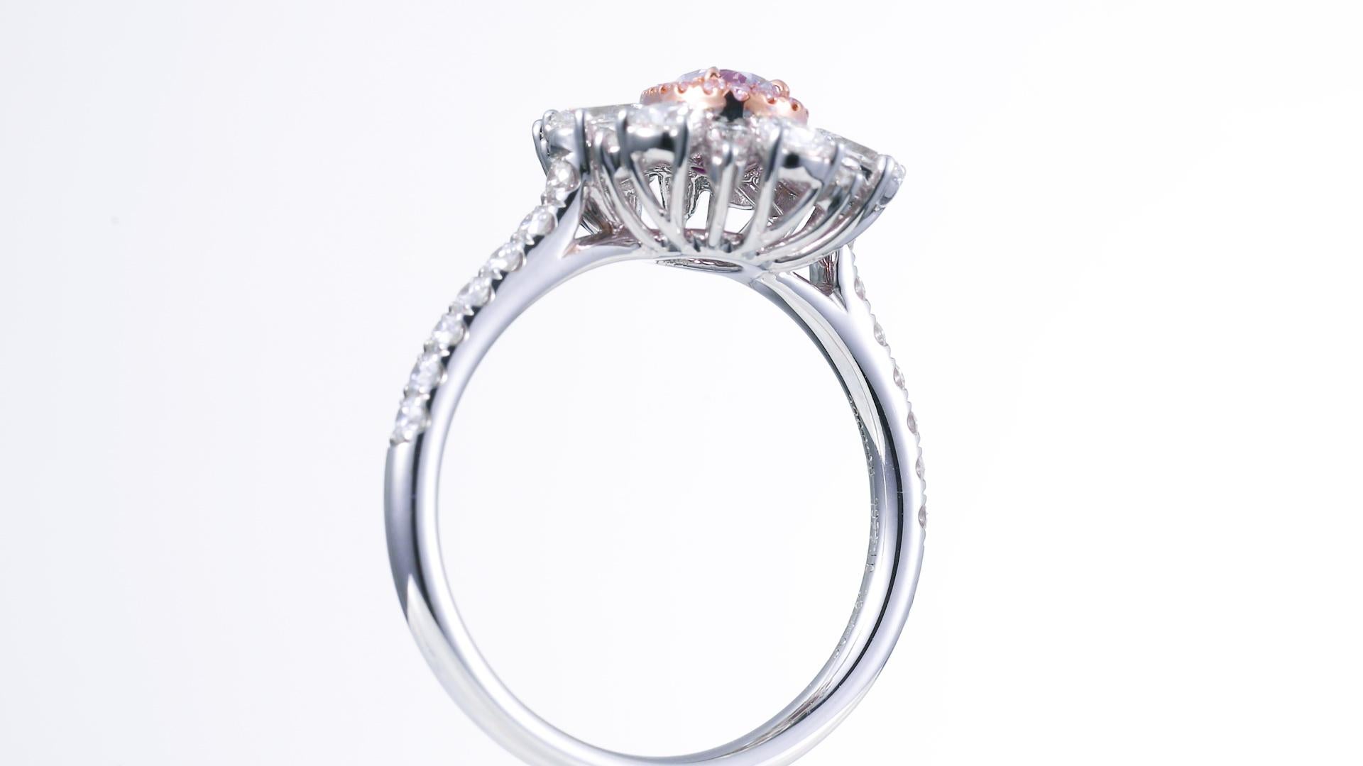 Pear Cut GIA Certified 0.31ct Fancy Pink-Purple Natural Fancy Color Diamond Women Ring For Sale