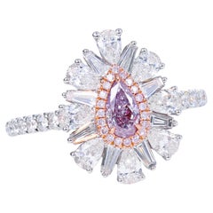 GIA Certified 0.31ct Fancy Pink-Purple Natural Fancy Color Diamond Women Ring