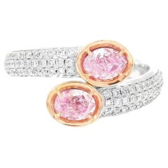 GIA Certified 0.32 / 0.30 Carat Faint Pink SI2 Clarity Diamond Ring