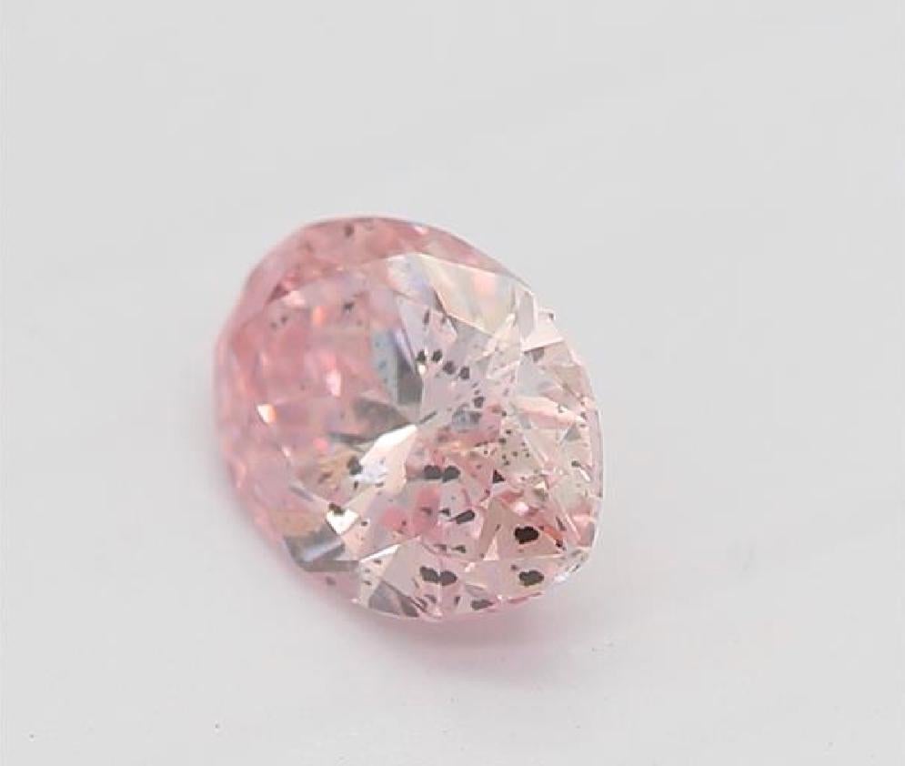 Taglio ovale Diamante certificato GIA da 0,32 carati di colore rosa intenso con purezza I1 in vendita