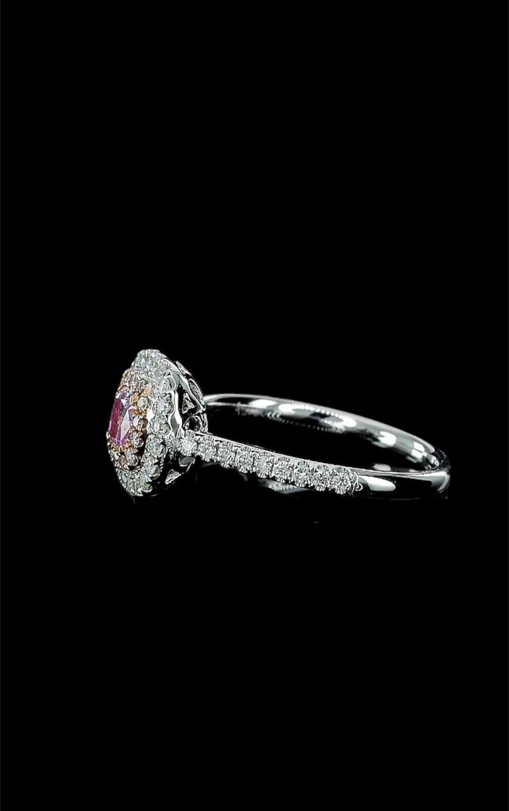 GIA Certified 0.33 Carat Faint Pink Diamond Ring SI2 Clarity For Sale 13